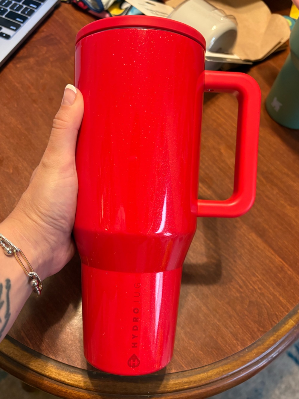 HydroJug Red Insulated Travel Mug with Handle